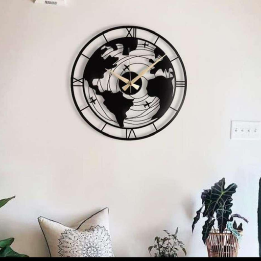 World Map TQM Metal Wall Clock