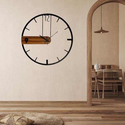 9 Wooden Class Metal Clock