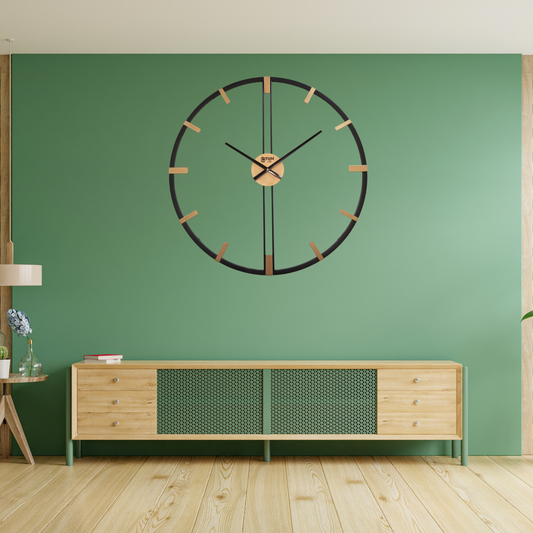 Minimilastic Black & Golden Metal Wall Clock