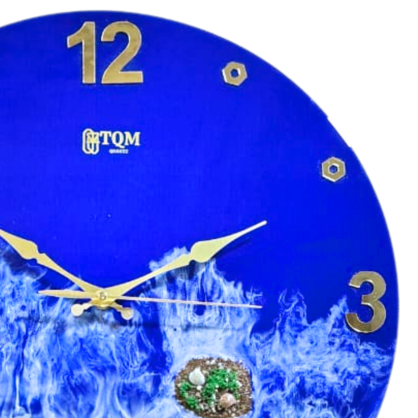 Bright Blue Beach Epoxy Resin Wall Clock