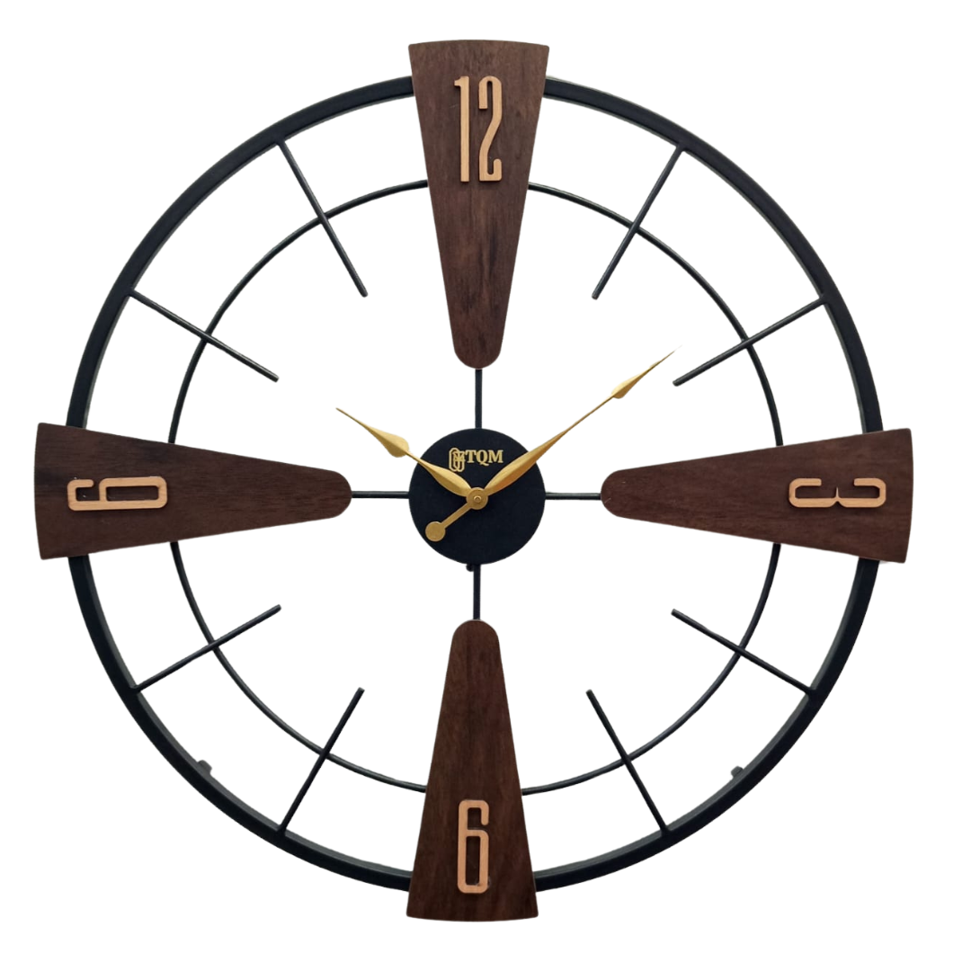 Wooden Combination Black 24" Metal Wall Clock