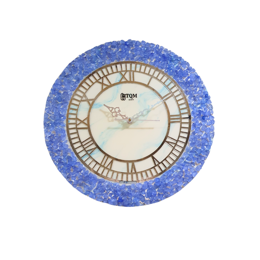 Blue & White Resin with Geode  Wall Clock