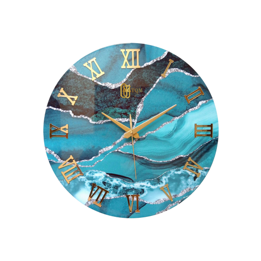 Abstract Blue Resin Epoxy Wall Clock