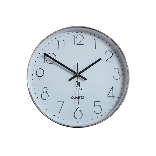 Classic Chrome Case White Dial Wall Clock