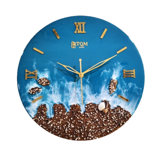 Blue Beach Epoxy Resin Wall Clock