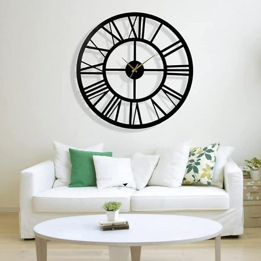 Classic Roman Black Metal Wall Clock