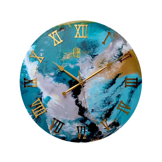 Abstract Blue Colorful Epoxy Resin Wall Clock