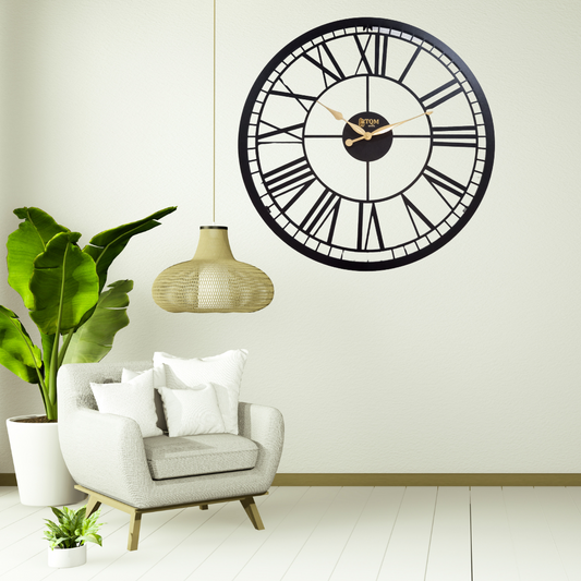 Bold 20" Roman Number TQM Metal Wall Clock